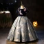 Chic / Beautiful Navy Blue Beading Sequins Birthday Flower Girl Dresses 2022 Ball Gown Scoop Neck Short Sleeve Floor-Length / Long Flower Girl Dresses