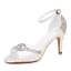 Schöne Weiß Strass Brautschuhe 2026 Knöchelriemen 8 cm Stilettos Peeptoes Hochzeit Sandaletten Hochhackige
