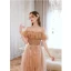 Charming Champagne Evening Dresses 2022 A-Line / Princess Off-The-Shoulder Beading Sequins Sleeveless Backless Floor-Length / Long Evening Party Formal Dresses