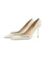 Charmant Weiß Strass Pailletten Brautschuhe 2026 Leder 8 cm Stilettos Spitzschuh Hochzeit Pumps Hochhackige
