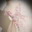 Elegant Champagne Beading Sequins Lace Flower Appliques Prom Dresses 2024 Ball Gown Off-The-Shoulder Sleeveless Backless Floor-Length / Long Prom Formal Dresses