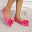 Modest / Simple Candy Pink Casual Flower Flat Womens Shoes 2023 Satin Pointed Toe Womens Shoes