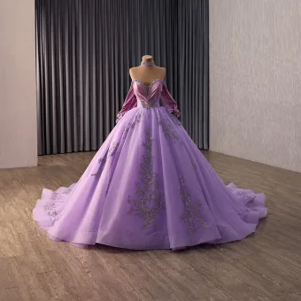High End Paarse Handgemaakt Kralen Parel Rhinestone Pailletten Galajurken 2026 Baljurk Geliefde Mouwloos Ruglooze Chapel Train Gelegenheid Jurken
