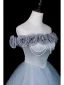 Elegante Himmelblau Applikationen Lange Ballkleider 2026 Ballkleid Off Shoulder Kurze Ärmel Rückenfreies Festliche Kleider