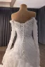 Haut de Gamme Charmant Blanche Volants en Cascade Perlage Paillettes En Dentelle Fleur Robe De Mariée 2026 Trompette / Sirène De l'épaule Manches Longues Dos Nu Tribunal Train