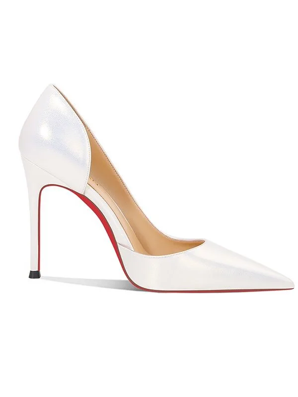 Schöne Weiß Abend Leder Pumps 2026 12 cm Stilettos Spitzschuh Pumps Hochhackige