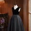 Chic / Beautiful Black Birthday Flower Girl Dresses 2024 A-Line / Princess V-Neck Sleeveless Backless Floor-Length / Long