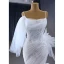 High End Charmant Weiß Perlenstickerei Pailletten Plissee Brautkleider / Hochzeitskleider 2023 Ballkleid Spaghettiträger Ärmellos Rückenfreies Hof-Schleppe Hochzeit