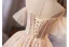 Flower Fairy Champagne Beading Sequins Pearl Lace Flower Homecoming Graduation Dresses 2025 Ball Gown Off-The-Shoulder Short Sleeve Backless Knee-Length Formal Dresses