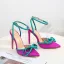 Schöne Schwarz Abend Sandalen Damen 2022 11 cm Stilettos Schleife Knöchelriemen Spitzschuh Sandaletten Hochhackige