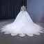 Luxury / Gorgeous White Handmade  Beading Rhinestone Wedding Dresses 2023 Ball Gown Scoop Neck Long Sleeve Backless Royal Train Wedding