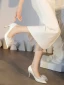 Eleganta Elfenben Pärla Rosett Satin Brudskor 2022 8 cm Stilettklackar Spetsiga Bröllop Pumps Högklackade