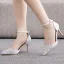 Chic / Belle Noire Faux Diamant Promo Sandales Femme 2023 Bride Cheville 7 cm Talons Aiguilles À Bout Pointu Sandales Talons Hauts