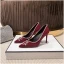 Fashion Burgundy Evening Party Rhinestone Pumps 2023 Leather Suede 8 cm Stiletto Heels Pointed Toe Pumps High Heels