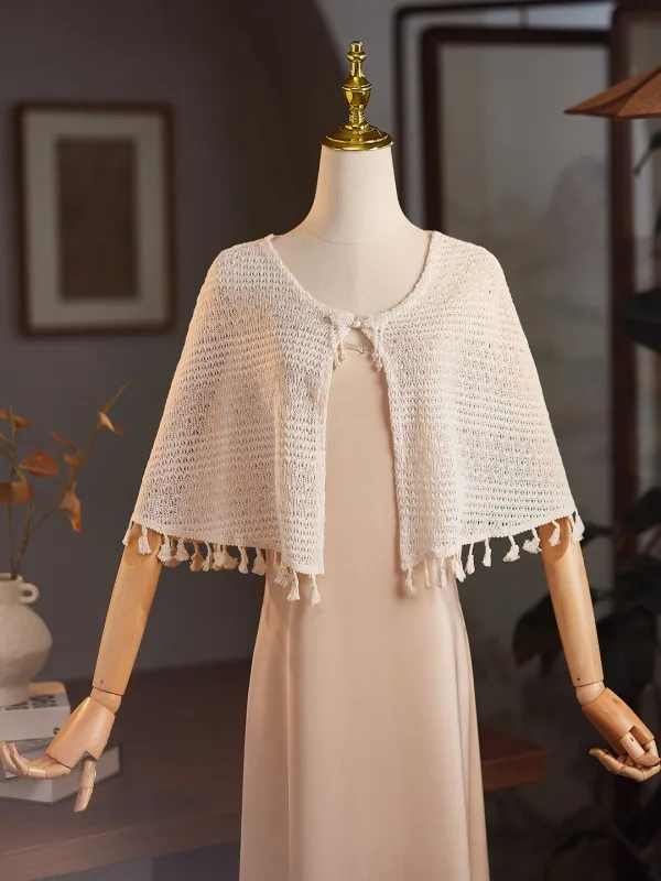 Vintage / Retro Beige Knitting shawl 2025