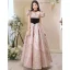 Fashion Blushing Pink Glitter Prom Dresses 2023 A-Line / Princess Square Neckline Puffy Short Sleeve Backless Bow Floor-Length / Long Formal Dresses