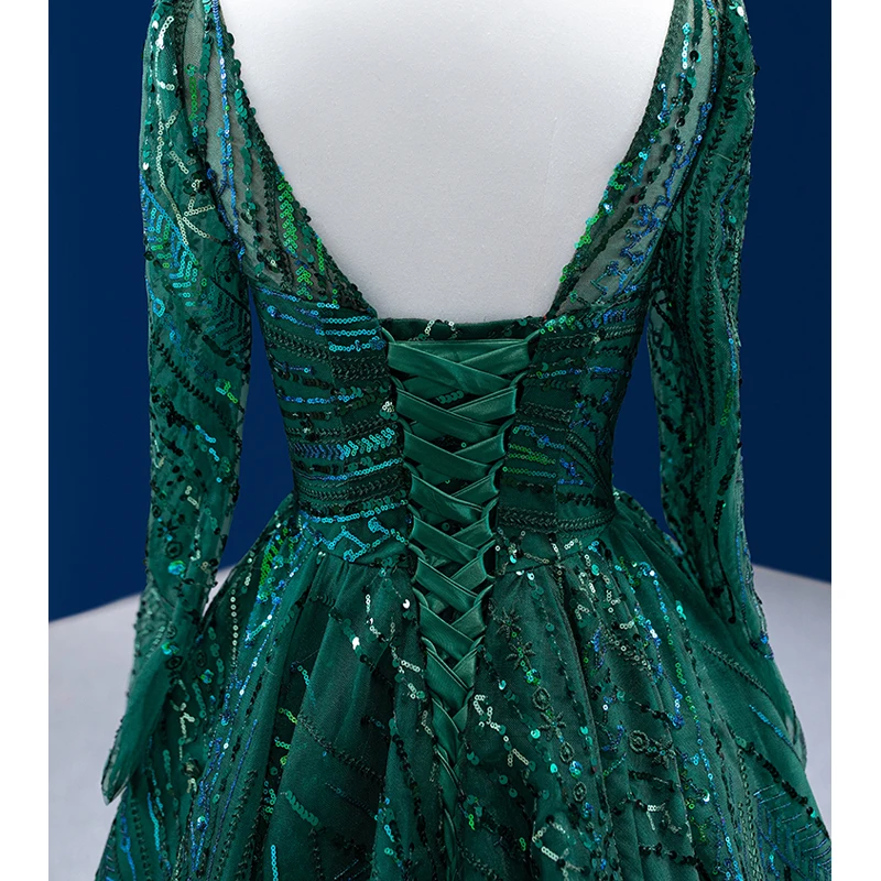 chinese dress ladies Maya Emerald Green Embellished Long Sleeve Maxi Dress – Maya Deluxe main image 1