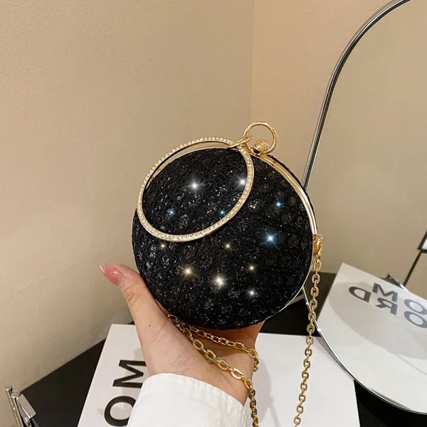 Mote Sukkertøyrosa Rhinestone Paljetter Runde Aften Clutch Veske 2023 Legering