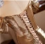 Glitzernden Sexy Champagner Pailletten Gespaltete Front Abendkleider 2024 Meerjungfrau Off Shoulder Kurze Ärmel Rückenfreies Sweep / Pinsel Zug Abend Festliche Kleider