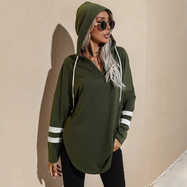 Comfortable Women Army Green Tops Sweatshirts Casual Hooded Cotton Fall Winter Long Sleeve Hoodies 2021