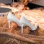 Chic Blanche Perle Fleur Satin Chaussure De Mariée 2024 8 cm Talons Aiguilles À Bout Pointu Mariage Escarpins Talons Hauts