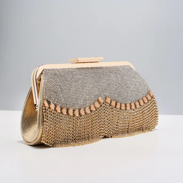 Sparkly Gold Rhinestone Evening Party Handbag Clutch Bags 2023 Alloy