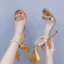 Sexy Gold Pearl Ankle Strap Bow Evening Party Womens Sandals 2024 11 cm Stiletto Heels Open / Peep Toe Sandals High Heels