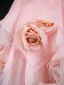 Lovely Blushing Pink Appliques Birthday Organza Flower Girl Dresses 2024 A-Line / Princess Strapless Puffy Short Sleeve Backless Floor-Length / Long