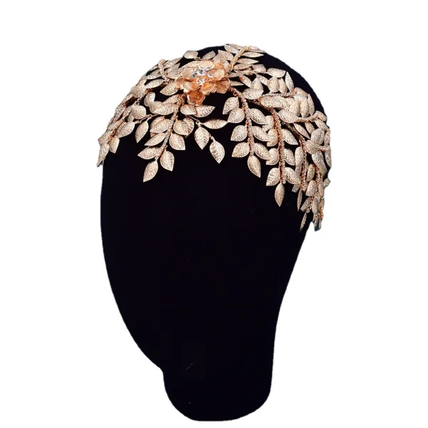 Vintage / Originale Argenté Fait main Faux Diamant Feuille Accessoire Cheveux Mariage Bijoux Mariage 2023 Mariage