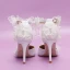 Elegant White Pearl Lace Butterfly Flower Wedding Shoes 2024 Ankle Strap 9 cm Stiletto Heels Pointed Toe Wedding Sandals High Heels