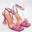Charmant Sexy Silber Abend Kristall Sandalen Damen 2022 Strass Knöchelriemen 9 cm Stilettos Peeptoes Sandaletten Hochhackige