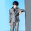 Fashion Grey 5-piece Long Sleeve Boys Wedding Suits 2022 Coat Pants Shirt Tie Vest Wedding