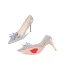 Sparkly Silver Crystal Sequins Wedding Shoes 2022 Leather 8 cm Stiletto Heels Pointed Toe Wedding Pumps High Heels