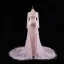 Luxe Rouge Fait main Perlage Paillettes Plumes Robe De Soirée 2023 Trompette / Sirène Encolure Dégagée Manches Longues Ceinture Tribunal Train Soirée Robe De Ceremonie