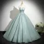 Sexy Pool Blue Prom Dresses 2025 Ball Gown Strapless Sleeveless Backless Floor-Length / Long Formal Dresses