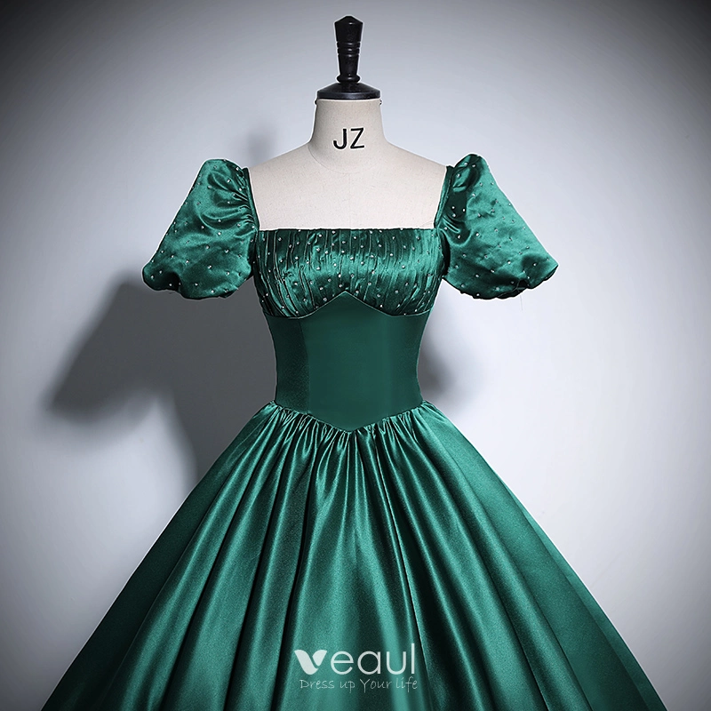 slim fit dress slacks Short Green Satin Prom Dresses Off Shoulder with Lace Flowers Beaded