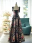 Vintage / Retro Black Printing Prom Dresses 2024 A-Line / Princess Spaghetti Straps Sleeveless Backless Floor-Length / Long Prom Formal Dresses
