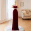 Charmant Bordeaux Perlage Paillettes Robe De Soirée 2023 Trompette / Sirène Encolure Carrée Manches Courtes Dos Nu Longue Soirée Robe De Ceremonie