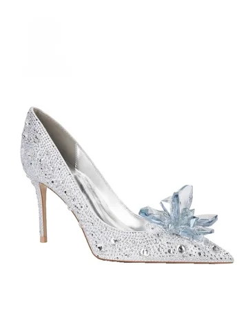 Charmant Argenté Cristal Chaussure De Mariée 2026 6 Cm Talons Aiguilles Faux Diamant À Bout Pointu Mariage Escarpins