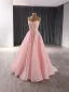 High End Rosa Handgefertigt Perlenstickerei Pailletten Ballkleider 2024 Ballkleid Bandeau Ärmellos Rückenfreies Lange Ball Festliche Kleider