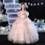 Charming Champagne Appliques Birthday Flower Girl Dresses 2024 Ball Gown Scoop Neck Short Sleeve Floor-Length / Long