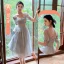 Modest / Simple Grey Bridesmaid Dresses 2022 A-Line / Princess Short Sleeve Backless Floor-Length / Long Bridesmaid Wedding Party Dresses