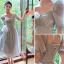 Modest / Simple Grey Bridesmaid Dresses 2022 A-Line / Princess Short Sleeve Backless Floor-Length / Long Bridesmaid Wedding Party Dresses