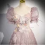 Chic / Belle Rougissant Rose Glitter Appliques Volants Robe De Bal 2024 Princesse Encolure Carrée Manches Courtes Dos Nu Longue Promo Robe De Ceremonie
