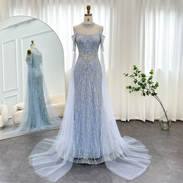 High-end Charming Gold Handmade Beading Pearl Rhinestone Sequins Prom Dresses 2024 Trumpet / Mermaid High Neck Sleeveless Floor-Length / Long Prom