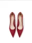 Elegant Red Lace Flower Leather Wedding Shoes 2026 6 cm Stiletto Heels Pointed Toe Wedding Pumps