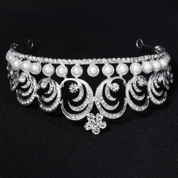 Vintage Barokowy Złote Perła Rhinestone ślubna Ślub Tiara 2022 Metal Stop Biżuteria Ślubna Akcesoria