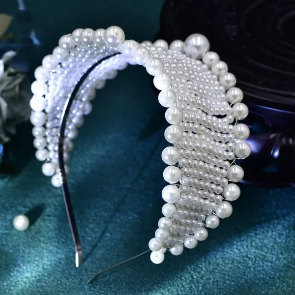 Elegant Hvit Perle Legering Bryllup Har Tilbehor 2024