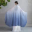 Vintage / Retro Chinese style Gradient-Color Ocean Blue Prom Dresses 2023 A-Line / Princess High Neck Short Sleeve Appliques Floor-Length / Long Prom Formal Dresses