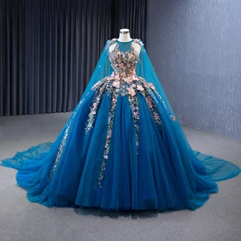 Haut De Gamme Vintage Originale Océan Bleu Fait Main Perle Appliques Paillettes Robe De Bal 2023 Robe Boule Titulaire Sans Manches Dos Nu Longue Promo